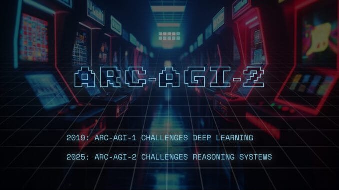 ARC Prize launches its toughest AI benchmark yet: ARC-AGI-2 ARC-AGI-2 written digitally illustrating the launch of the tough AI benchmark evaluating AGI capabilities launched by ARC Prize alongside their 2025 competition.
