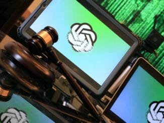 Photo of a judge gavel in front of the ChatGPT logo as new study from the AI Disclosures Project indicates the GPT-4o model from OpenAI demonstrates a recognition of paywalled and copyrighted data from O'Reilly Media books, according to the research.