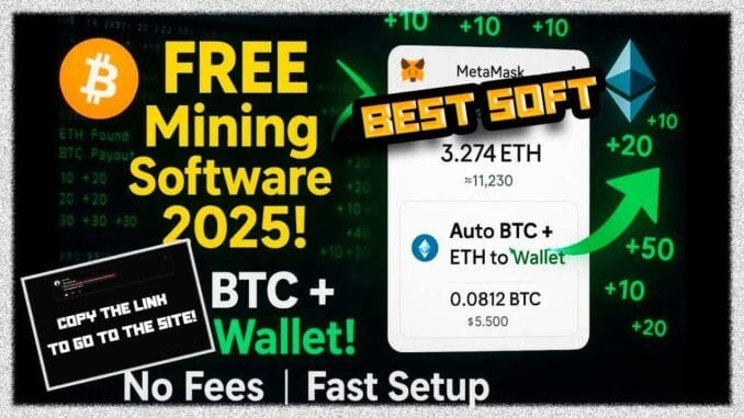 FREE Crypto Wallet Mining Software | Tutorial | BTC / ETH Mining PC / 2025 | Tutorial