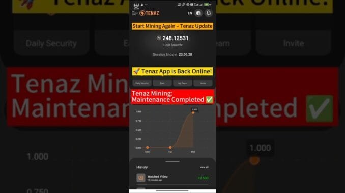 Tenaz Mining App is Back Online 🚀 | Start Mining Again + Big Update! 🔥 | Early Phase New Airdrop 🆕