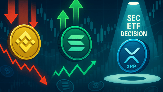 Crypto wrap: BNB dips 10% as SOL tests $200; XRP ETFs updates