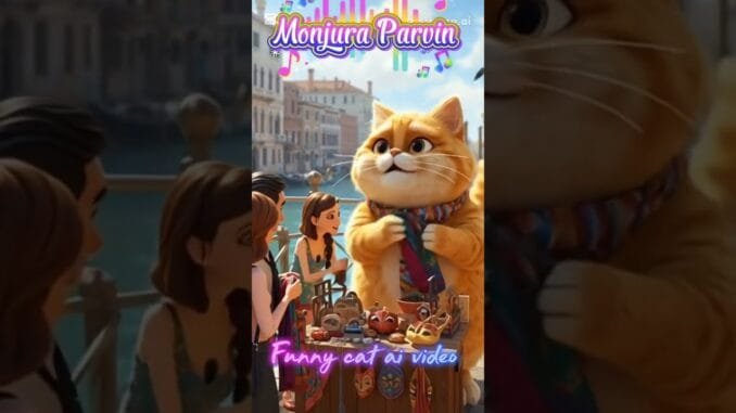 Funny cat ai video #cat #cartoon #animals #superhero #funny #cute #ai #news #shorts