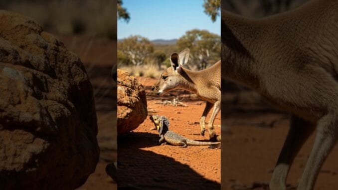 Kangaroo Gently Guides Lizard to Shade [Realistic AI Video]