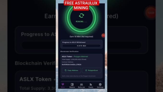 Free Astraulux Cloud mining app full guide #shorts