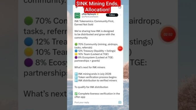 $INK Airdrop Mining Ends, Allocation & Tokenomics is Live #shorts