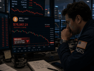 Bitcoin drops below $77k