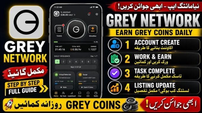 GREY Network Full Guide 2026 | Account Create Mining, Tasks & Listing Update | Earn GREY Coins Daily