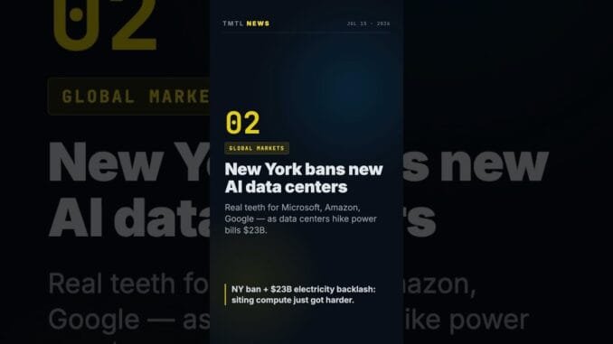 New York just banned AI data centers - TMTL News - Daily TL;DR - 2026-07-15 #Shorts