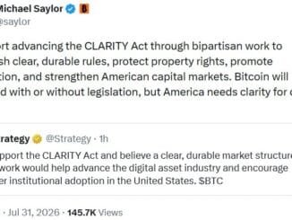 Saylor and Strategy Officially Back CLARITY Act for US Crypto