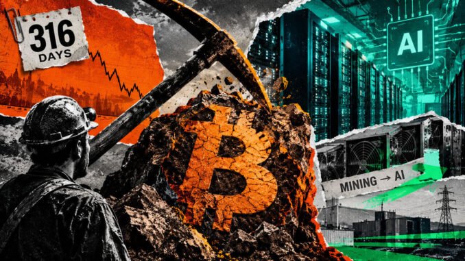 Bitcoin has gone 316 days without a hashrate high Bitcoin has gone 316 days without a hashrate high