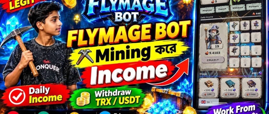 Flymage Bot Mining করে Income | Full Tutorial & Review | TRX/USDT Withdraw । new incam sait 2026 ..