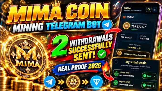 MIMA Coin Mining: Telegram Mining Bot | 2 Withdrawals Successfully Sent | Mima Coin Proof 2026