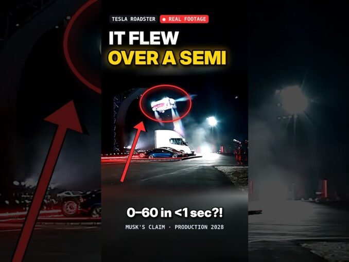 Tesla's New Roadster Just FLEW Over a Semi #shorts #ai #AINews #tesla #elonmusk #trending #fly